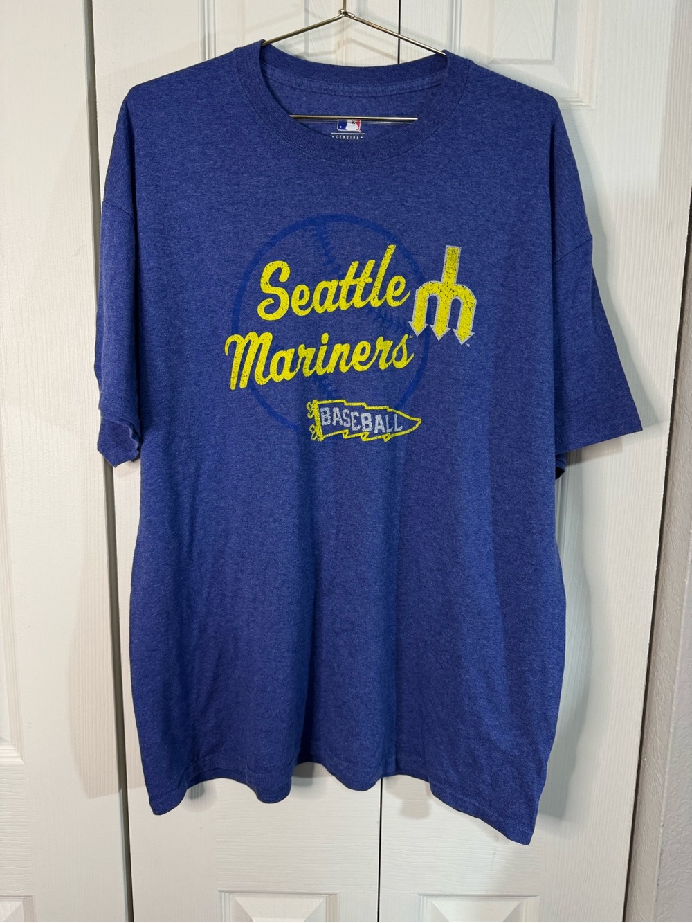 MLB Seattle Mariners Royal Blue Tee with Yellow Script Logo